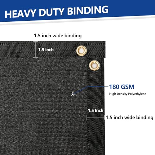 Buzzbazaar 7' x 9' Black Heavy Duty Privacy Fence Screen - Commercial Grade Shade Cover with Brass Grommets, Outdoor Wind Block & Yard Barrier, Customizable Size