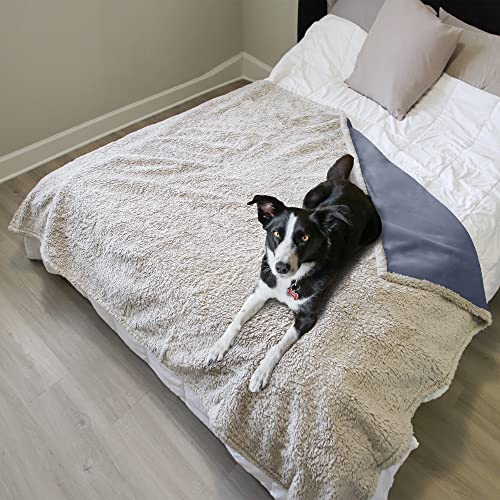 Kritter Planet Waterproof Bed Blanket for Dogs, Washable Stain Proof Pad Bed Cover, Reversible Leakproof Furniture Protector, Liquid Pee Proof Blanket for Couch Sofa, 80x60 inch, Queen Size - color: Gray/Taupe, size: 80"x60"