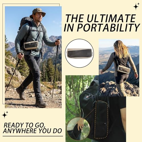 16" Portable Collapsible Stool - Folding Chair with Storage Pouch, Convertible Satchel for Hands-Free Carry & Supports 300Lbs, Ultralight for Hiking, Fishing, Camping, Festivals (Khaki, Large) - color: Khaki, size: Large