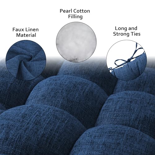 ELFJOY Lounge Chair Cushion Faux Linen Zero Gravity Chair Cushion with Ties Thick Padded Long Bench Cushion for Recliner Chaise Longue Sun Lounger Bench Porch Swing Navy 66 Inch - color: Navy2
