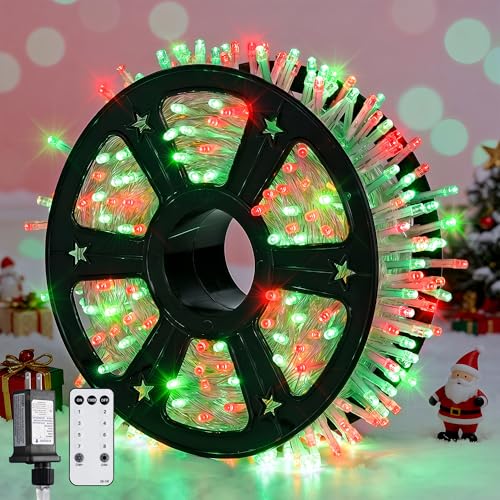 JMEXSUSS 600 LED Christmas String Lights Outdoor, Red and Green Lights Clear Wire, Christmas Twinkle String Lights Plug in for Tree Xmas Decorations - color: Red and Green, size: 600 LED