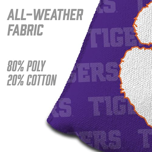 YouTheFan Officially-Licensed NCAA Set of 4 Cornhole Bags - All Weather Regulation 6” x 6” Size - 16oz Weight - Designed in USA - color: Clemson Tigers - Purple