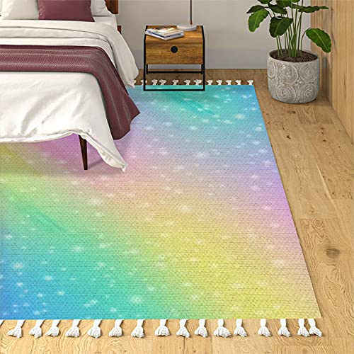 Boho Rug Fantasy Shiny Lights in Pastel Color Background Area Rug Carpet Patio Rug Hallway Runner Rug Mat Pad Minimalist Home Decor for Living Room Bedroom Indoor Outdoor, 90x150cm - color: Multi7, size: 90x150cm