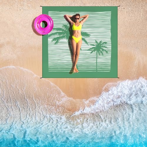 AISPARKY Beach Blanket Waterproof Sandproof Quick Drying Beach Mat Extra Large Outdoor Picnic Blanket for Travel Camping Hiking - color: Trees-green, size: 79" X 83"