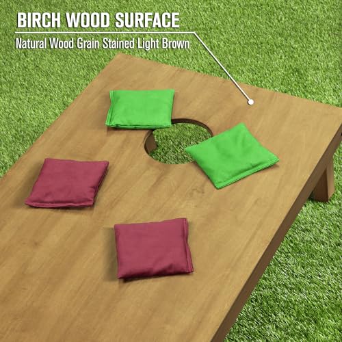 GoSports 4 ft x 2 ft Regulation Size Wooden Cornhole Boards Set with Light Brown Finish - Includes Carrying Case and Bean Bags - color: Burgundy & Bright Green, size: 4 ft x 2 ft