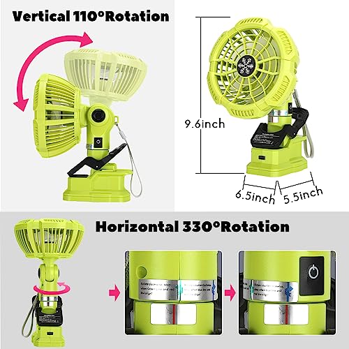 Clip Fan Compatible with Ryobi 18V Battery, 3 in 1 Camping Cordless Clamp Fan with USB Port 3 Speed Settings, Clamping Capacity, Adjustable Head - style: Style 3