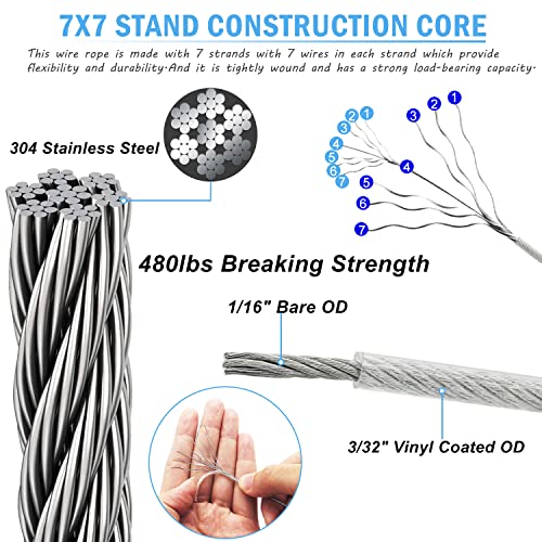 44 Pcs Shade Sail Hardware Kit with 304 Stainless Steel Wire for Rectangle Square Shade Sail Installation,6 inch Sun Shade Sail Hardware for Garden,Outdoors,DIY Crafts - size: 44 Pcs Hardware Kits+Cables for Rectangle