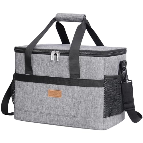 Lifewit Cooler Bag 30/50/60 Cans Collapsible and Insulated Large Lunch Bag Leakproof Soft Cooler Portable Tote for Camping/BBQ/Family Outdoor Activities - color: Gray, size: 30-Can(20L)