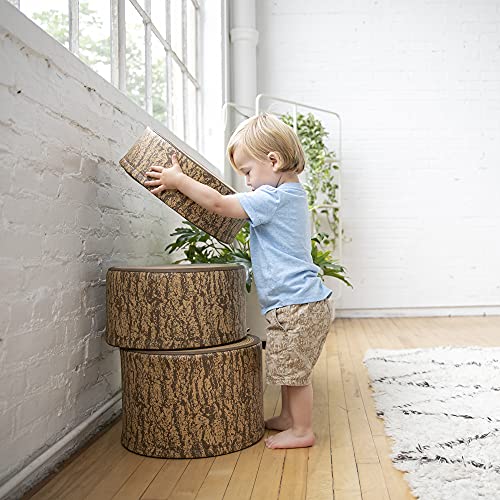 ECR4Kids SoftZone Tree Stump Stool Seating Set, Classroom Furniture, Chocolate, 3-Piece