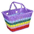 Picnic Basket with Handles, Rainbow Small Woven Wicker Basket for Kid Blue Garden Harvest Rattan Hamper Gift Basket Empty for Storage Toy Flower Wedding - color: Rainbow