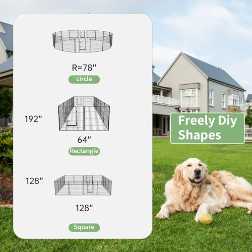 FDW Dog Playpen Dog Pen Dog Kennel 16 Panels 32 Inch Height Indoor Outdoor Folding Metal Portable Puppy Exercise Pen Heavy Duty Dog Fence for Yard Camping,Black - style: 16 Panels