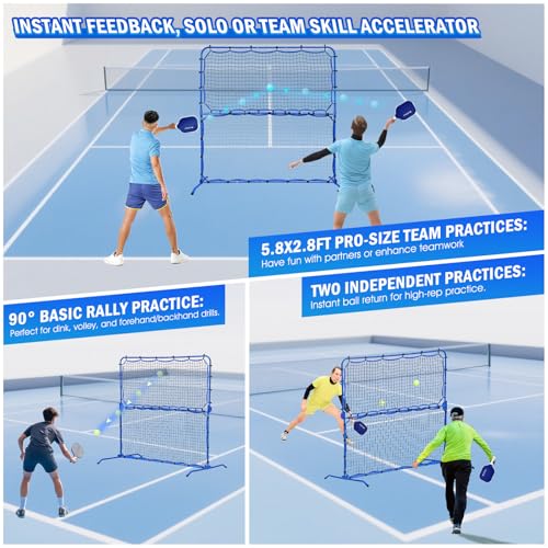 Pickleball Rebounder Net with Kitchen Lines System for Solo Training Equipment, 7.9FT or 6FT 2in1 Mini Pickleball Practice Net Portable Trainer for Driveway Backyard Garage, Easy Setup & Storage - size: 6FT Adjustable Pickleball Net
