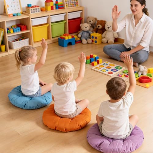 32 Pcs 16 Inch Round Floor Pillows Round Floor Cushions for Kids and Toddlers Flexible Seating Pillows Chair Floor Cushion Reading Cushion for Classroom Home School Playing Supplies(16 Colors) - size: 32 pcs