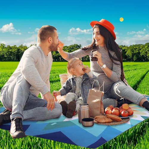 scuddles 60" x 80" Extra Large Outdoor Picnic Blanket – Waterproof, Foldable Travel Mat for Beach, Camping, Grass, Lawn, Park – Dual Layer, Sand-Free, Soft Throw Rug Fits 4 Adults, Summer Accessories