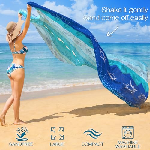 BYDOLL Beach Blanket 78''X81'' Waterproof Sandproof Suits1-4 Adults Oversized Lightweight Large Blanket Picnic Mat for Beach Sand Free Travel Camping Hiking Picnic - color: Sea, size: 78"X81"