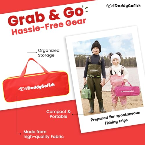 DaddyGoFish Kids Fishing Pole - Rod Reel Combo Tackle Box Starter Set - First Year Small Gear Kit for Boys Girls Toddler Youth Age Beginner Little Children - color: Red (Essential Set), size: 5ft