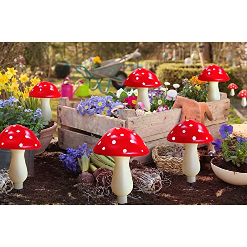 8-Pack Red Mushroom Solar Lights for Outdoor Garden Decor