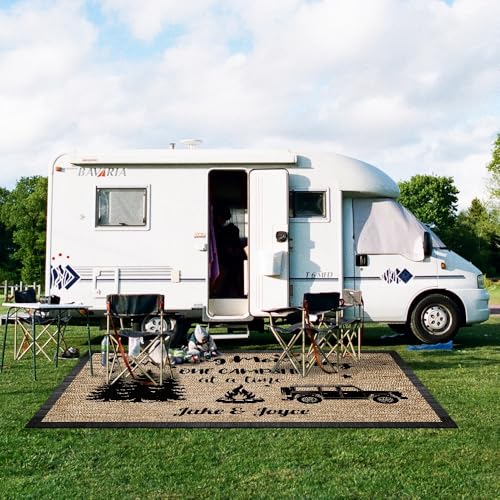 Custom Outdoor Rug for Camping Welcome to Our Campsite RV Trailer Decor Camping Rug for Outdoors, Backyard, Patio, Picnic, Beach, 48 x 72 Inch, 23 RV Optional - color: Welcome to Our Campsite, size: 4' x 6' (Rectangular)