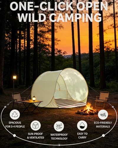 Ultraviolet Protection Pop-up Beach Tent, UPF 50+ Instant Easy Setup Sun Shelter Portable Lightweight Beach Canopy with Carry Bag Waterproof Windproof for 2-4 Person Beach Camping Picnic Backyard (#B) - color: #B