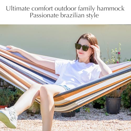PNAEUT Family Hammocks for Outside, Replacement Outdoor Tree Hammock for Indoor Patio Porch Garden (Coffee, Large) - color: Coffee, size: Large