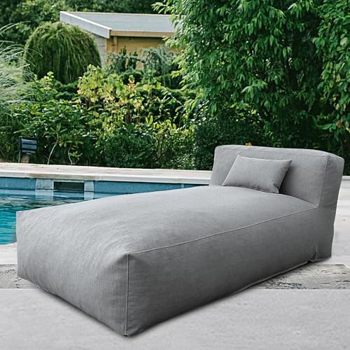 Dineli Chaise Lounge Chair Outdoor Bed Lounger Outdoor Couch Sofa for Pool Comfy Patio Furniture Foam Filling Bean Bed Chair Lazy Sofa for Outside, Water-Resistant Sunbed (Dark Grey, 70'' Length) - color: Dark Grey, 70'' Length