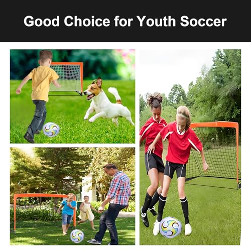 Soccer Goal for Backyard, 4'x3' Pop Up Football Goal, Target Practice for Young, Optional Soccer Equipment with Portable Goal, Soccer Training Mat/Cones/Resistance Bands/Agility Ladder - style: Goal*2, Resistance Bands Set*1, 20FT & 12 Rungs Agility Ladde