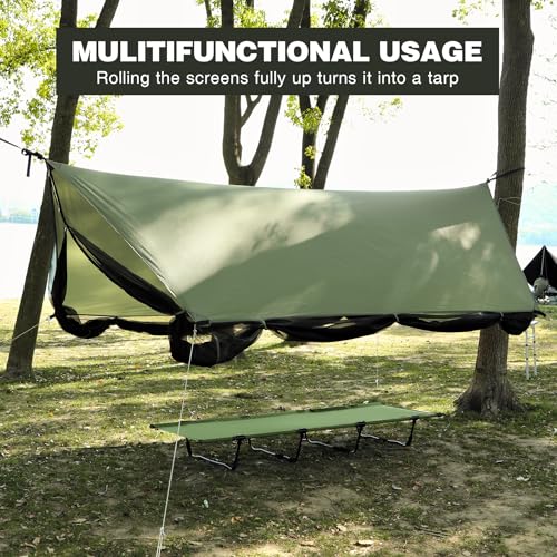 REDCAMP Large Hammock Hot Tent with Stove Jack, Waterproof & Windproof Winter Wall Tent with Snow Skirt, Ultralight 4 Season Tents for Camping, Hiking, Bushcraft, Backpacking, Hunting - style: Screen Tent