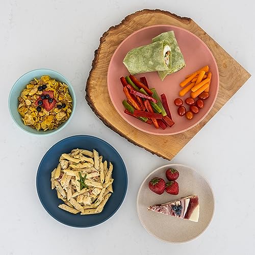 Grow Forward 16-piece Premium Wheat Straw Dinnerware Sets for 4 - Unbreakable Dishwasher & Microwave Safe Plastic Plates and Bowls Sets - Patio, Outdoors, RV, Camping Dishes - Tropical - color: Tropical