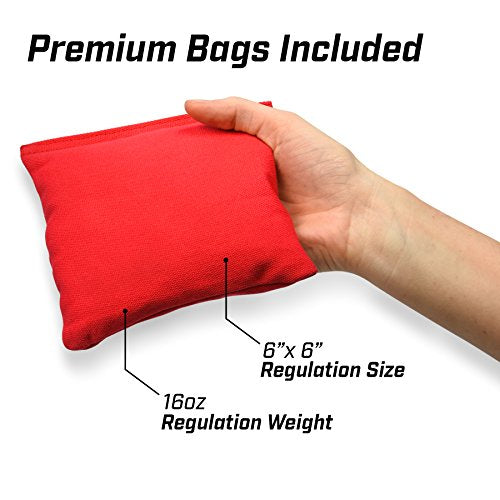 GoSports 4 x 2 ft Flag Series Wood Cornhole Sets – American Flag or State Flags – Includes 2 Regulation Size Boards, 8 Bean Bags, Carrying Case and Rules - style: American Flag