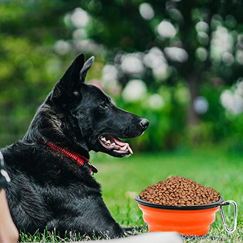 Dog Bowl Pet Collapsible Bowls, 2 Pack Collapsible Dog Water Bowls for Cats Dogs, Portable Pet Feeding Watering Dish for Walking Parking Traveling with 2 Carabiners (Large, Orange+Pink) - color: Orange+Pink, size: Large