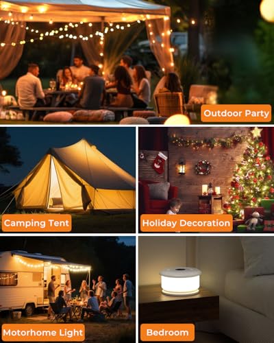Camping String Lights, Retractable 32.8ft RGB Flash Lamp, Rechargeable Fairy LED Rope Lights Outdoor Waterproof, Portable Hanging Lantern for Outside Tent Patio Awning Garden RV Essentials - color: White