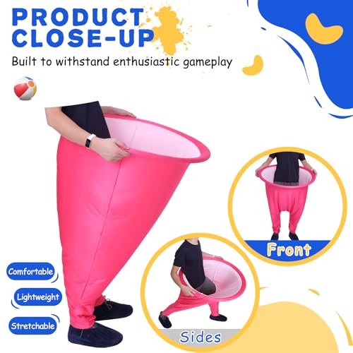 Granny Pants Yard Game Set for Adults, Oversized Granny Pants with 5 Bouncy Balls and 1 Pump, Giant Stretchy Pants, Fun Tossing Games Props for Outdoor Parties, Group Gatherings and Family(Pink) - color: Pink, size: Large