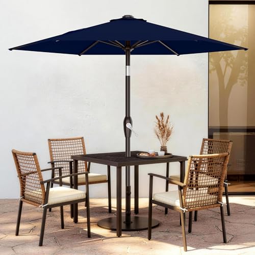 AreShark 7.5FT Patio Umbrella Table Market Umbrella with 6 Sturdy Ribs, Button Tilt/Crank Heavy-Duty Round Outdoor Umbrellas for Garden, Deck, Backyard,and Pool, Navy - color: Navy, size: 7.5FT