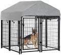 BestPet 4'x4'x4.3' ft Heavy Duty Outdoor Dog Kennel with Waterproof Roof, Galvanized Steel Large Dog Run Cage for Medium & Large Dogs, Secure Lock for Backyard