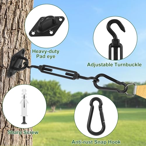 YOFIT Shade Sail Hardware Kit 5 Inch Stainless Steel Turnbuckles for Sun Shade Sail Outdoor Patio Canopy Installation Accessories for Triangle Rectangle Shade, 40 Pcs, Black - size: 5 inch 40 pcs-Black