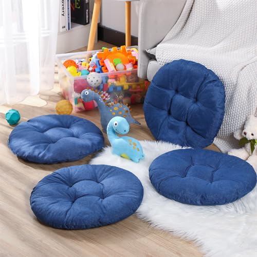 Fumete 8 Pcs 16 Inch Round Floor Cushions for Kids and Toddlers, Flexible Seating Classroom Furniture Floor Pillow for Home, Daycare, Preschool, Yoga and Meditation (Jewelry Blue) - color: Jewelry Blue