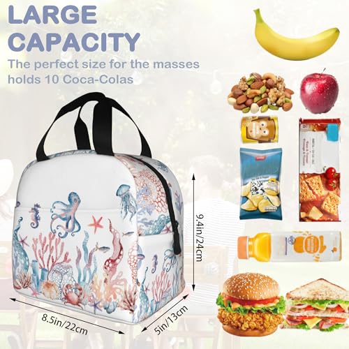 Insulated Lunch Bag,Underwater Marine Animals and Plants Lunch Box for School Student Kids Boys Girls,Leakproof Lunch Tote for Adult Men Women,Reusable Lunch Cooler Tote Bag for Office Work Picnic - color: Underwater Marine Animals and Plants Octopuses, S