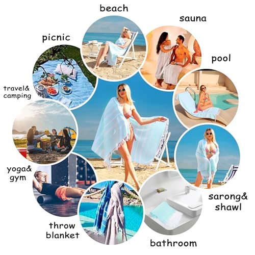 Beach Towel 2 Pack,Sand Free Beach Towels Oversized 39 x 72,Turkish Beach Towel Quick Dry Towel,Lightweight Pool Towels for Adults Travel Towel,Cool Beach Accessories Super Absorbent Towels - color: 2 Pack Aqua
