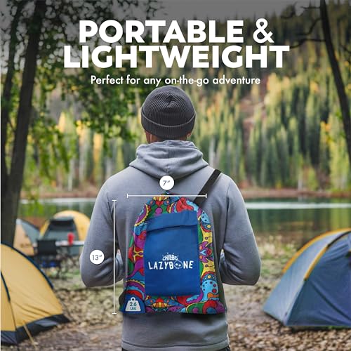 Chillbo Inflatable Couch – Unique Designs - No-Pump Setup, Ripstop Polyester, Stability Pegs, Fun Prints - Portable Air Inflatable Lounger for Beach, Camping, Festivals, and Tailgating - color: 60s Psychedelic, size: X-Large
