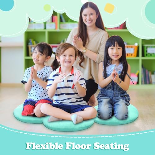 Fumete 8 Pcs 16 Inch Round Floor Cushions for Kids and Toddlers, Flexible Seating Classroom Furniture Floor Pillow for Home, Daycare, Preschool, Yoga and Meditation (Mint Green) - color: Mint Green