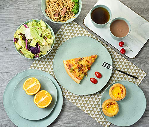 Morgiana 8 pcs Bamboo Sage Green Dinnerware Plates Set Reusable Camping Dish Set, Eco-Friendly Bamboo Plates, Cups, Bowls for 2 Person - color: Sage Green