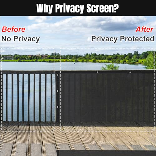 SPORTYOUTH 3ft x 50ft Fence Privacy Screen, Heavy Duty 150 GSM Fencing Mesh Shade Cover Windscreen with Brass Grommets for Outdoor Wall Deck Garden Backyard Porch, Cable Zip Ties Include, Black - color: Black