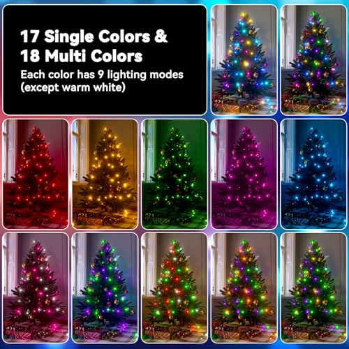 LitHome 164FT 500 LED Color Changing Christmas String Lights Outdoor, 35 Colors RGB Christmas Lights with Remote, Dimmable Led String Light Plug in, Xmas Tree Light Indoor for Holiday Party Decor - color: Green Wire, size: 500LED / 164FT