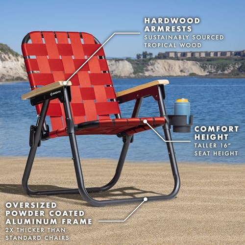 GoSports WOVN Beach Backpack Chair - 9 Styles Available - Premium Folding Camping Chair - color: Burnt Red