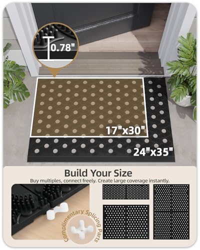 Color&Geometry Super Heavyweight TPE Stormproof Welcome Mat Outdoor, Eco-Friendly Materials Odor-Free Door Mat with Connectors & Non-Slip, All Weather Outside Entrance Barefoot Friendly, 24"x36" Black - color: Black, size: 2' x 3' (Rectangular)