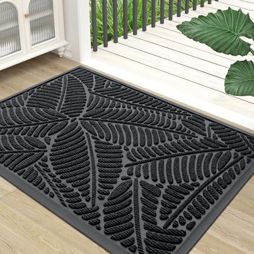 Colorxy Waterproof Doormat, Sturdy Natural Rubber Front Indoor Mat, Non Slip Low Profile Indoor Outdoor Door Mats, Stain and Fade Resistant Floor Mat, Easy Clean Patio Entrance Mat, 59x23, Black - color: Black, size: 59" X 23"