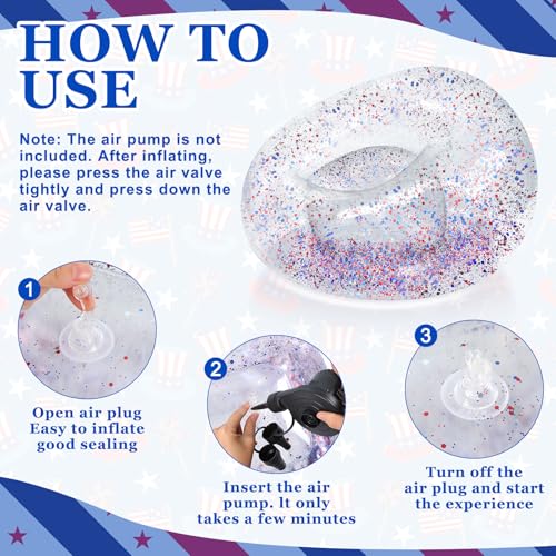 Realspring Inflatable Bean Bag Chair for Adult Bean Bag Sofa Chair Blow up Inflatable Furniture for Outdoor Living Room Bedroom Balcony Travel Party Gift Accessories(Colorful Glitter,2 Pcs) - color: Colorful Glitter