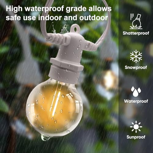 HISTAR 100FT White Outdoor String Lights with 49+2 Led Bulbs, G40 Globe Patio Lights for Backyard Porch Balcony Party Decor - size: 100FT-white
