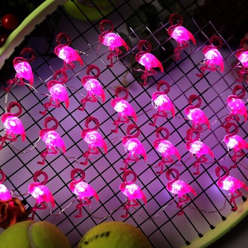 Outdoor Solar Lights for Outside Pink Flamingo Garden Decor 14ft 40LED Solar Power Fairy Lights Waterproof Summer Beach Yard Solar Landscape String Lights 14ft 40LED Patio Fence Backyard Bird Decor - style: Flamingo