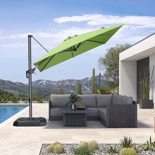 PURPLE LEAF 8 Feet Patio Umbrella Outdoor Cantilever Square Umbrella Aluminum Offset Umbrella with 360-degree Rotation for Garden Deck Pool Patio Apple Green - color: Apple Green, size: 8' X 8', style: Standard